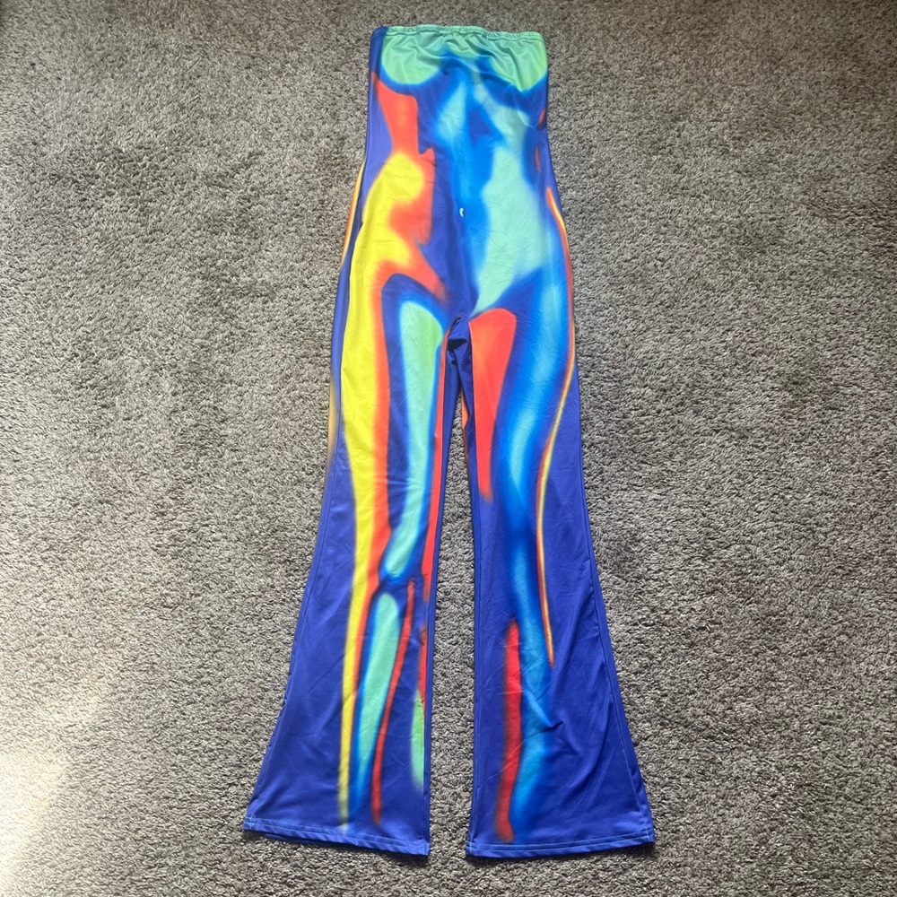 Thermal Multicolored Strapless Bodycon Jumpsuit.